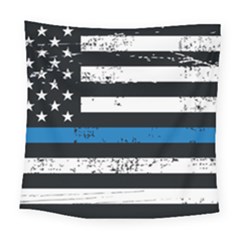 I Back The Blue The Thin Blue Line With Grunge Us Flag Square Tapestry (large) by snek