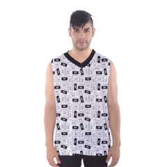 Tape Cassette 80s Retro Genx Pattern Black And White Men s Basketball Tank Top