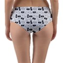 Tape Cassette 80s Retro GenX Pattern black and White Reversible Mid-Waist Bikini Bottoms View2