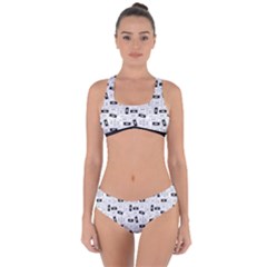 Tape Cassette 80s Retro Genx Pattern Black And White Criss Cross Bikini Set by genx