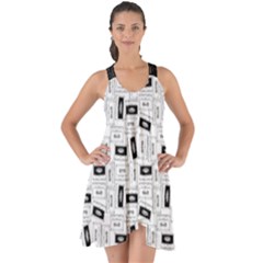 Tape Cassette 80s Retro Genx Pattern Black And White Show Some Back Chiffon Dress by genx