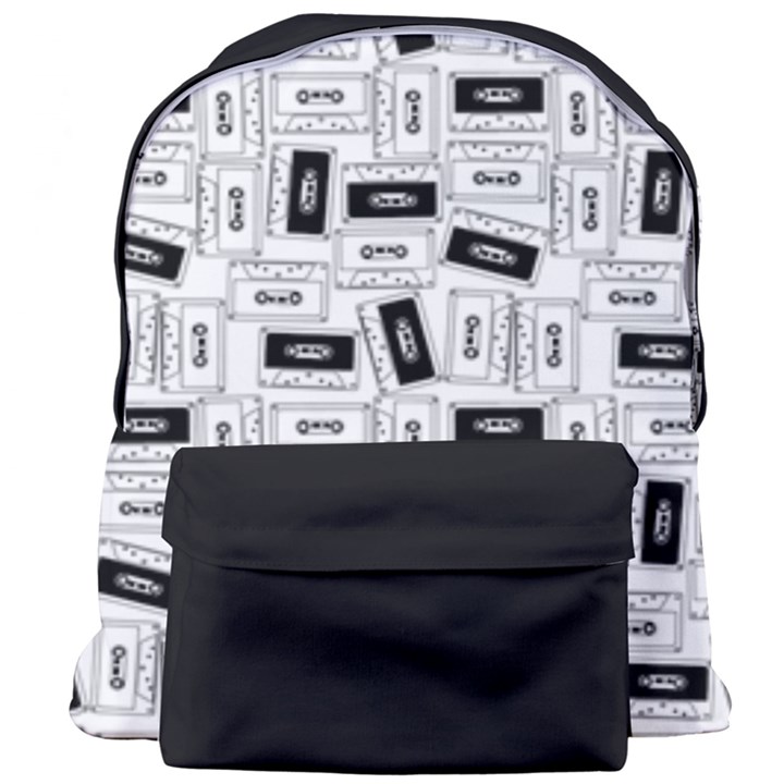 Tape Cassette 80s Retro GenX Pattern black and White Giant Full Print Backpack