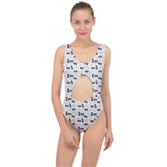 Tape Cassette 80s Retro Genx Pattern Black And White Center Cut Out Swimsuit by genx