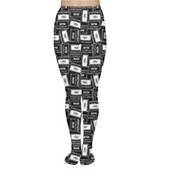 Tape Cassette 80s Retro GenX Pattern black and White Tights