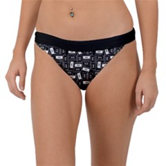 Tape Cassette 80s Retro Genx Pattern Black And White Band Bikini Bottom