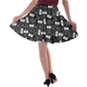 Tape Cassette 80s Retro GenX Pattern black and White A-line Skater Skirt View2