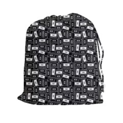 Tape Cassette 80s Retro GenX Pattern black and White Drawstring Pouch (XXL)