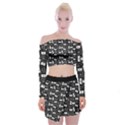 Tape Cassette 80s Retro GenX Pattern black and White Off Shoulder Top with Mini Skirt Set View1