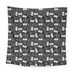 Tape Cassette 80s Retro Genx Pattern Black And White Square Tapestry (large) by genx