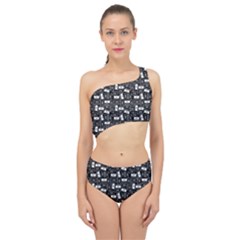 Tape Cassette 80s Retro Genx Pattern Black And White Spliced Up Two Piece Swimsuit by genx