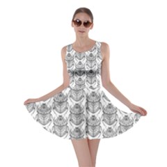 Scarab Pattern Egyptian Mythology Black And White Skater Dress by genx