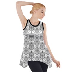 Scarab Pattern Egyptian Mythology Black And White Side Drop Tank Tunic by genx