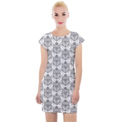 Scarab Pattern Egyptian Mythology Black And White Cap Sleeve Bodycon Dress by genx