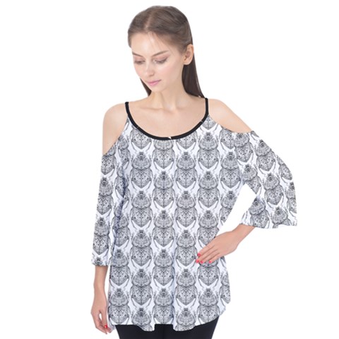 Scarab Pattern Egyptian Mythology Black And White Flutter Tees by genx