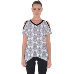 Scarab Pattern Egyptian Mythology Black And White Cut Out Side Drop Tee by genx