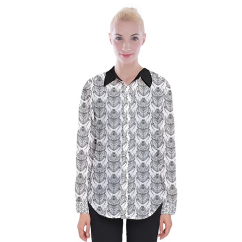 Scarab Pattern Egyptian Mythology Black And White Womens Long Sleeve Shirt by genx