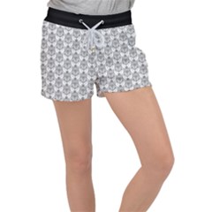 Scarab Pattern Egyptian Mythology Black And White Women s Velour Lounge Shorts by genx