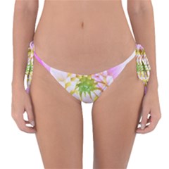 Pretty Pink, White And Yellow Cactus Dahlia Macro Reversible Bikini Bottom by myrubiogarden