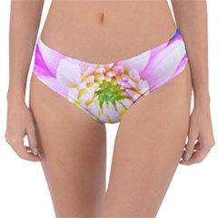 Pretty Pink, White And Yellow Cactus Dahlia Macro Reversible Classic Bikini Bottoms by myrubiogarden