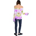 Pretty Pink, White And Yellow Cactus Dahlia Macro Off Shoulder Long Sleeve Top View2