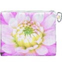 Pretty Pink, White And Yellow Cactus Dahlia Macro Canvas Cosmetic Bag (XXXL) View2