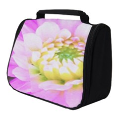 Pretty Pink, White And Yellow Cactus Dahlia Macro Full Print Travel Pouch (small) by myrubiogarden