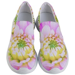 Pretty Pink, White And Yellow Cactus Dahlia Macro Women s Lightweight Slip Ons by myrubiogarden