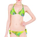 Hot Pink Abstract Rose Of Sharon On Bright Yellow Classic Bikini Set View1