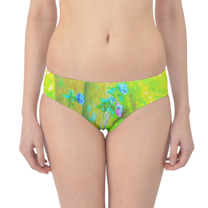 Hot Pink Abstract Rose Of Sharon On Bright Yellow Hipster Bikini Bottoms