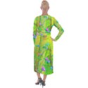 Hot Pink Abstract Rose Of Sharon On Bright Yellow Velvet Maxi Wrap Dress View2