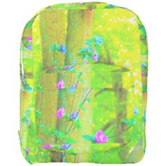 Hot Pink Abstract Rose Of Sharon On Bright Yellow Full Print Backpack by myrubiogarden