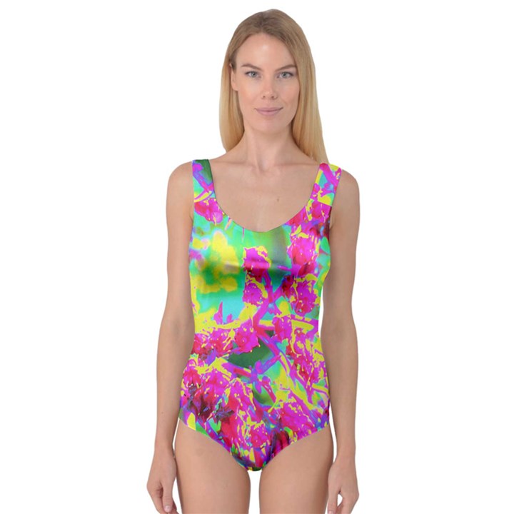 Psychedelic Succulent Sedum Turquoise And Yellow Princess Tank Leotard 