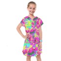 Psychedelic Succulent Sedum Turquoise And Yellow Kids  Drop Waist Dress View1