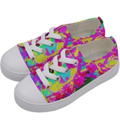 Psychedelic Succulent Sedum Turquoise And Yellow Kids  Low Top Canvas Sneakers by myrubiogarden