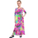 Psychedelic Succulent Sedum Turquoise And Yellow Kids  Quarter Sleeve Maxi Dress View1