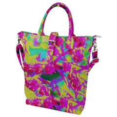 Psychedelic Succulent Sedum Turquoise And Yellow Buckle Top Tote Bag by myrubiogarden