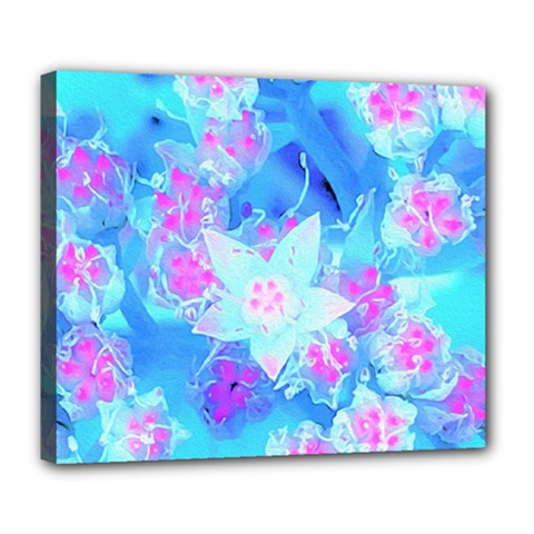 Blue And Hot Pink Succulent Underwater Sedum Deluxe Canvas 24  X 20  (stretched) by myrubiogarden