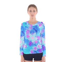 Blue And Hot Pink Succulent Underwater Sedum Women s Long Sleeve Tee