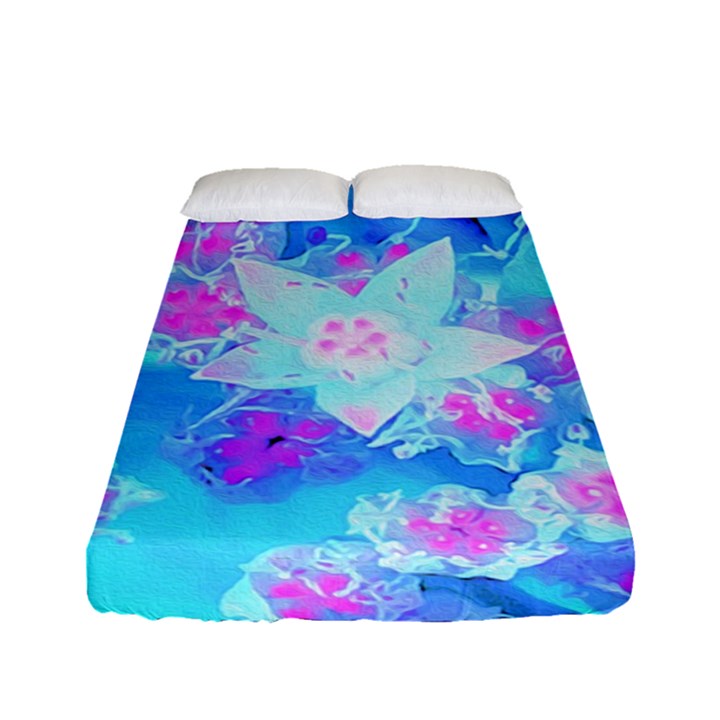 Blue And Hot Pink Succulent Underwater Sedum Fitted Sheet (Full/ Double Size)