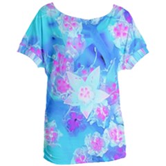 Blue And Hot Pink Succulent Underwater Sedum Women s Oversized Tee by myrubiogarden