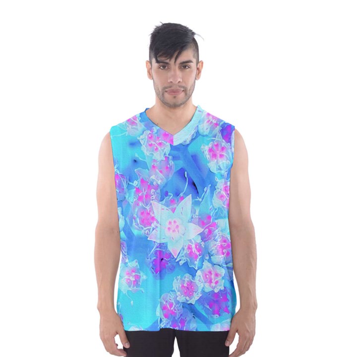 Blue And Hot Pink Succulent Underwater Sedum Men s Basketball Tank Top