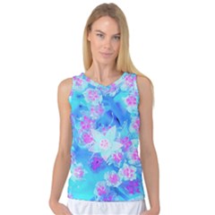 Blue And Hot Pink Succulent Underwater Sedum Women s Basketball Tank Top by myrubiogarden