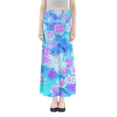 Blue And Hot Pink Succulent Underwater Sedum Full Length Maxi Skirt by myrubiogarden