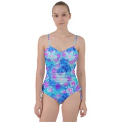 Blue And Hot Pink Succulent Underwater Sedum Sweetheart Tankini Set