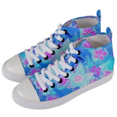 Blue And Hot Pink Succulent Underwater Sedum Women s Mid-top Canvas Sneakers