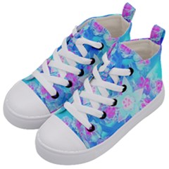 Blue And Hot Pink Succulent Underwater Sedum Kid s Mid-top Canvas Sneakers by myrubiogarden