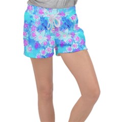 Blue And Hot Pink Succulent Underwater Sedum Women s Velour Lounge Shorts by myrubiogarden