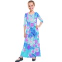 Blue And Hot Pink Succulent Underwater Sedum Kids  Quarter Sleeve Maxi Dress View1