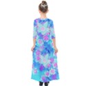 Blue And Hot Pink Succulent Underwater Sedum Kids  Quarter Sleeve Maxi Dress View2