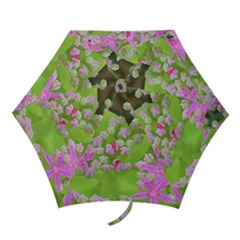 Hot Pink Succulent Sedum With Fleshy Green Leaves Mini Folding Umbrellas by myrubiogarden